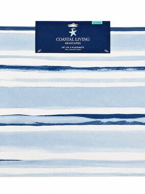 Coastal Living Placemats Tye Dye Stripe Fabric Indoor Outdoor Summer Set of 4